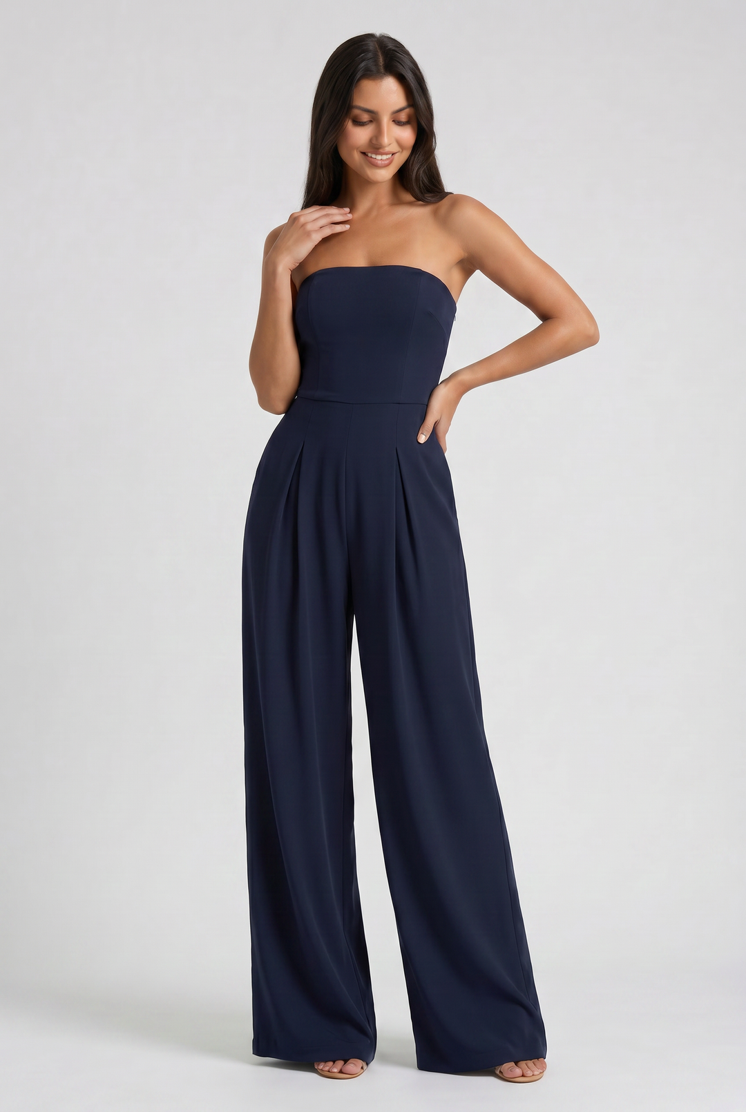 Women's Strapless Wide Leg Jumpsuit for Evening and Formal Occasions