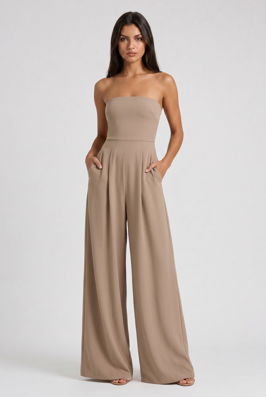 Women's Strapless Wide Leg Jumpsuit for Evening and Formal Occasions