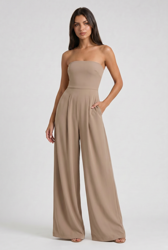 Women's Strapless Wide Leg Jumpsuit for Evening and Formal Occasions