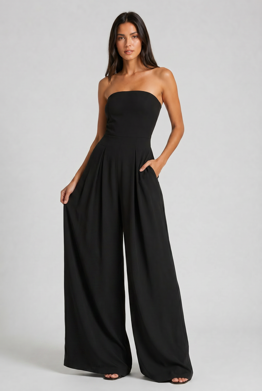 Women's Strapless Wide Leg Jumpsuit for Evening and Formal Occasions
