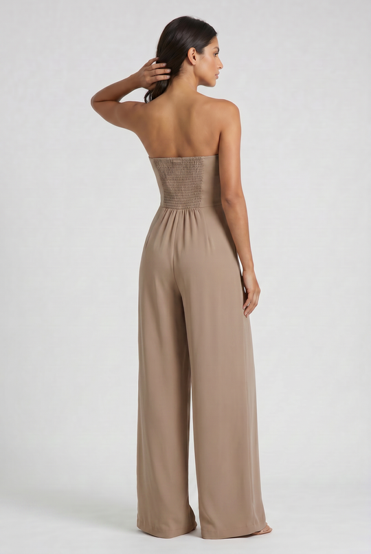 Women's Strapless Wide Leg Jumpsuit for Evening and Formal Occasions