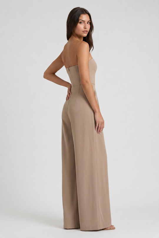 Women's Strapless Wide Leg Jumpsuit for Evening and Formal Occasions