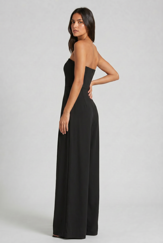 Women's Strapless Wide Leg Jumpsuit for Evening and Formal Occasions