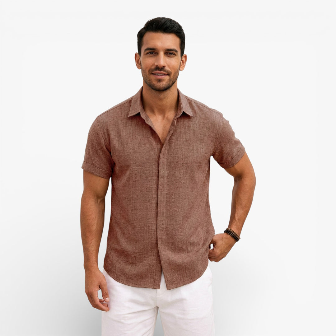Men's Linen Cotton Blend Short Sleeve Shirt