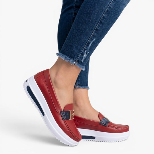 Women's Platform Slip-On Loafers with Metal Detail
