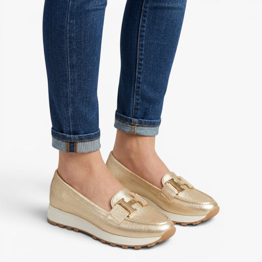Women's Platform Slip-On Loafers with Metal Detail