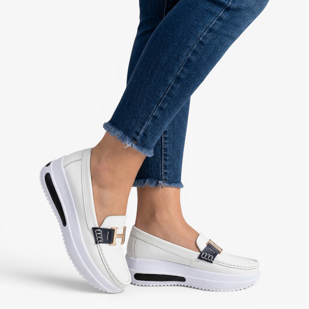 Women's Platform Slip-On Loafers with Metal Detail