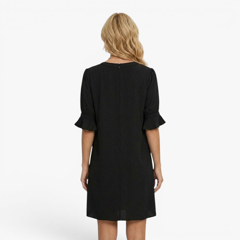 Women’s V-Neck Shift Dress with Relaxed Fit and Flared Sleeves