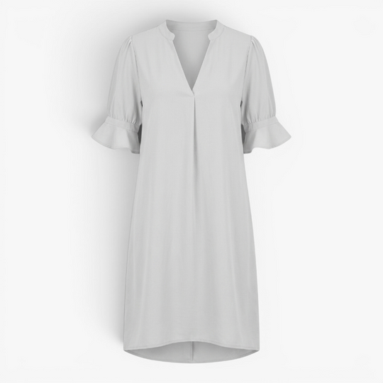 Women’s V-Neck Shift Dress with Relaxed Fit and Flared Sleeves