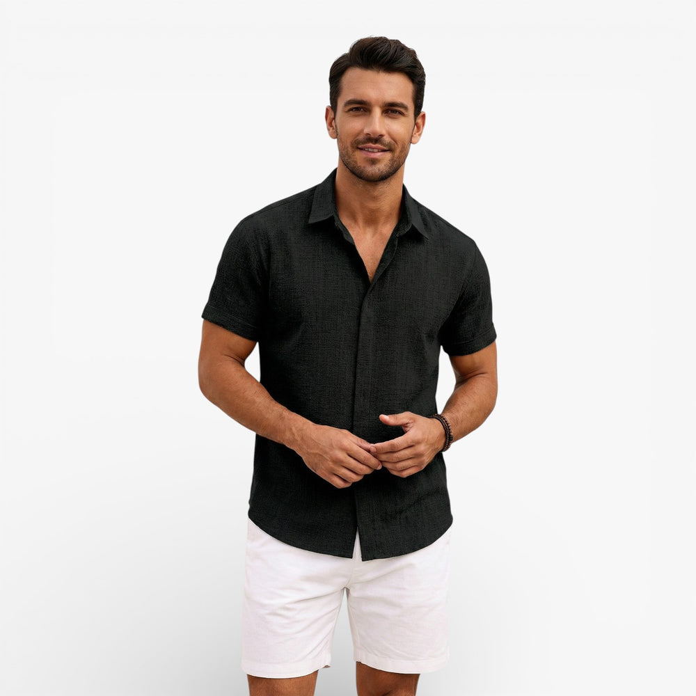 Men's Linen Cotton Blend Short Sleeve Shirt