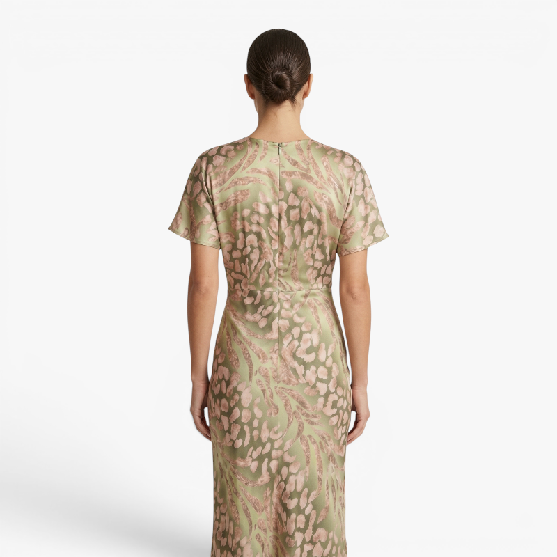 Women’s Printed Maxi Dress with Elegant Twist Front Design