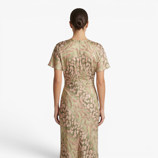 Women’s Printed Maxi Dress with Elegant Twist Front Design