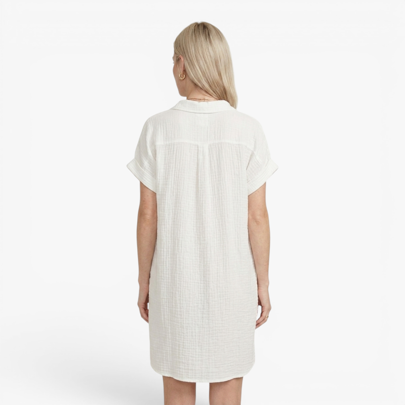 Women’s Textured Button Front Summer Dress with Relaxed Fit