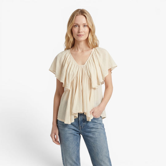 Women's Flutter Sleeve Bohemian V-Neck Blouse