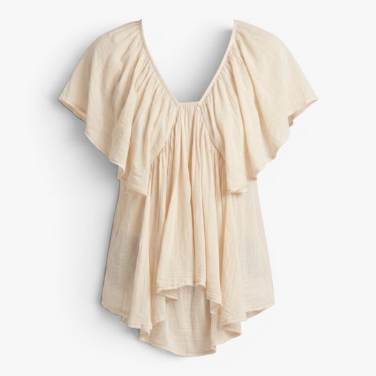 Women's Flutter Sleeve Bohemian V-Neck Blouse