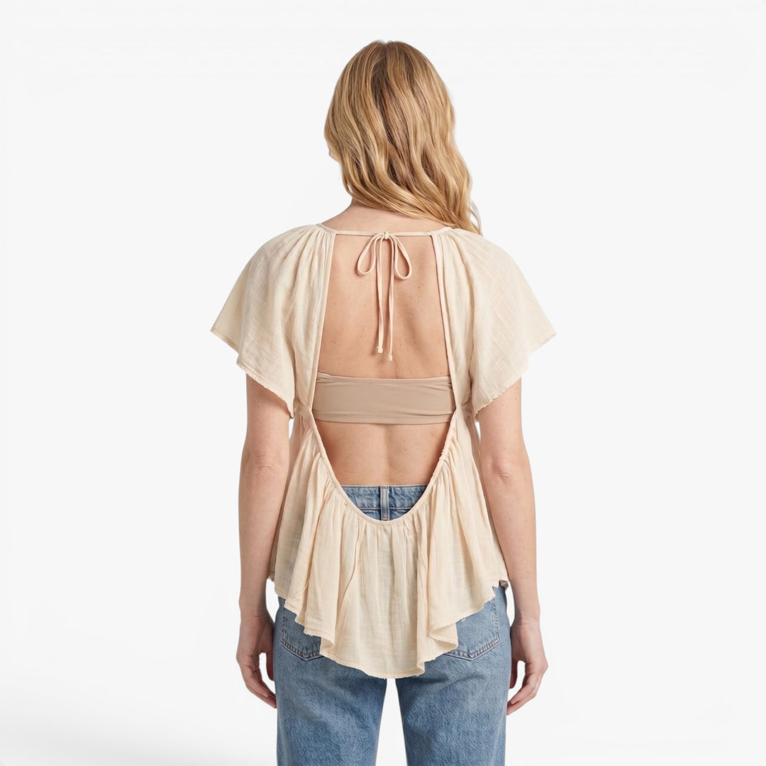 Women's Flutter Sleeve Bohemian V-Neck Blouse