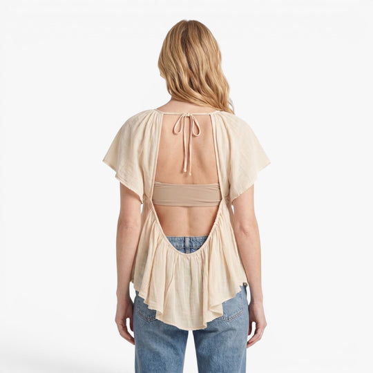 Women's Flutter Sleeve Bohemian V-Neck Blouse