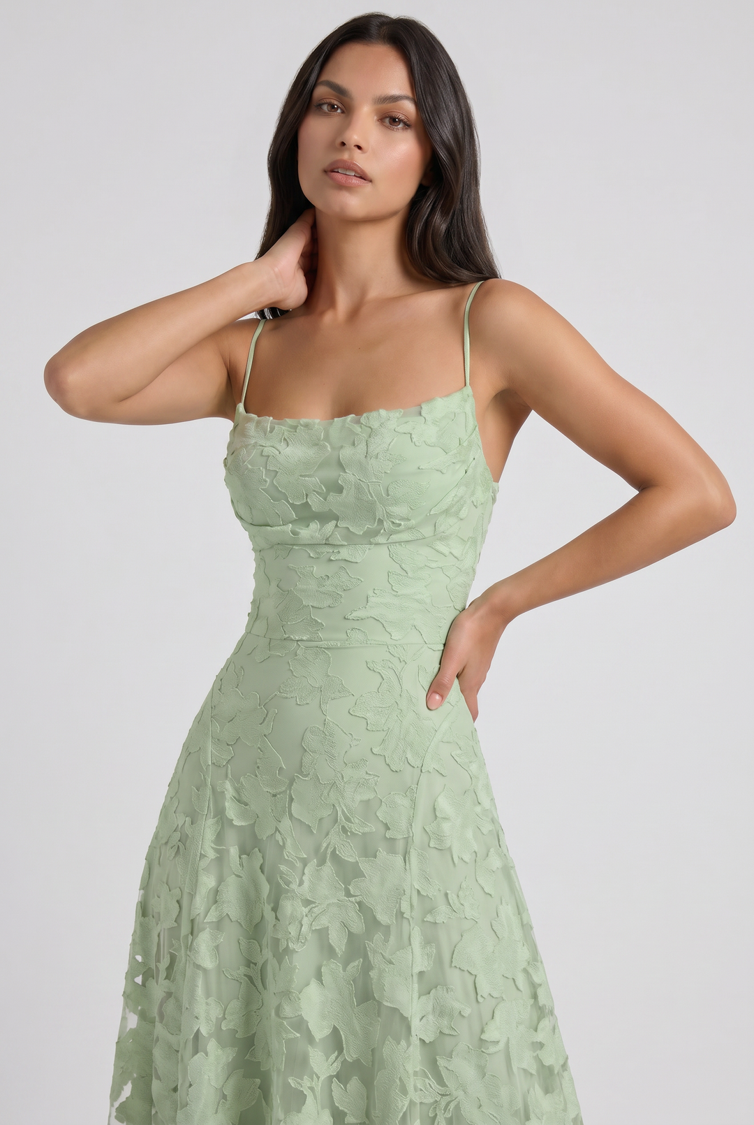Women's Lace Maxi Dress with Cowl Neck for Evening Occasions