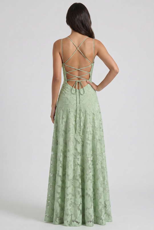 Women's Lace Maxi Dress with Cowl Neck for Evening Occasions