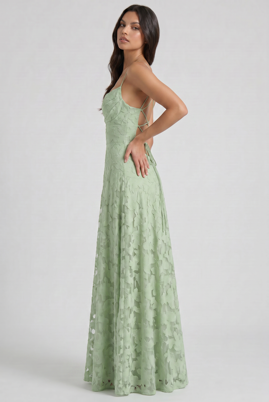 Women's Lace Maxi Dress with Cowl Neck for Evening Occasions