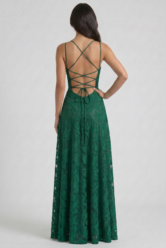 Women's Lace Maxi Dress with Cowl Neck for Evening Occasions