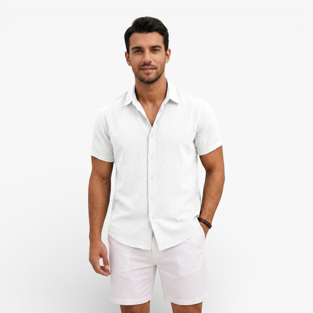 Men's Linen Cotton Blend Short Sleeve Shirt