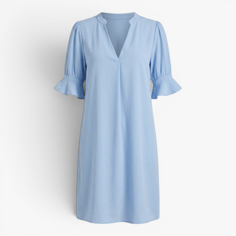 Women’s Elegant V Neck Dress with Relaxed Shift Fit