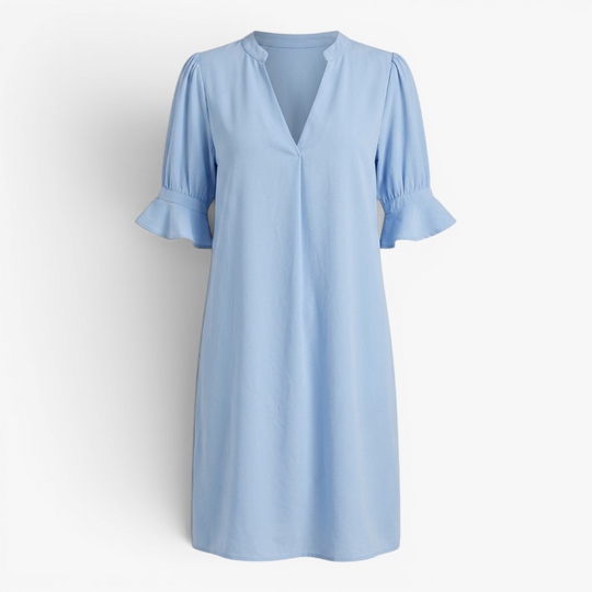 Women’s Elegant V Neck Dress with Relaxed Shift Fit