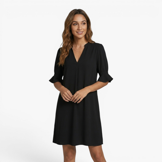 Women’s Elegant V Neck Dress with Relaxed Shift Fit