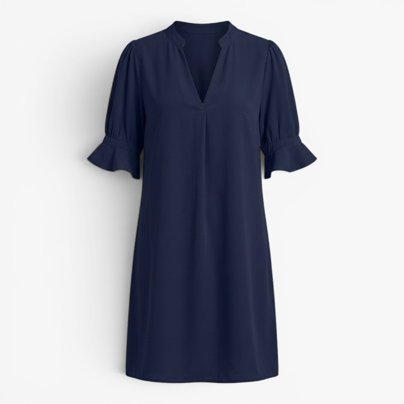 Women’s Elegant V Neck Dress with Relaxed Shift Fit
