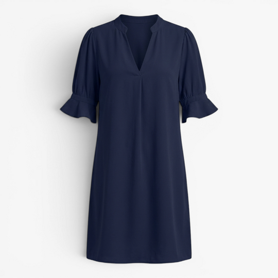 Women’s Elegant V Neck Dress with Relaxed Shift Fit