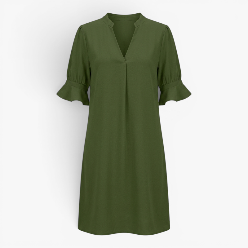 Women’s Elegant V Neck Dress with Relaxed Shift Fit