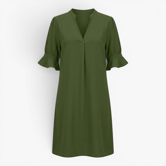 Women’s Elegant V Neck Dress with Relaxed Shift Fit