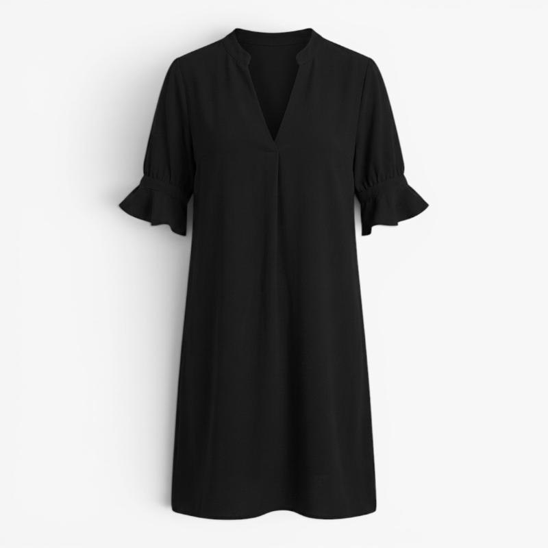 Women’s Elegant V Neck Dress with Relaxed Shift Fit