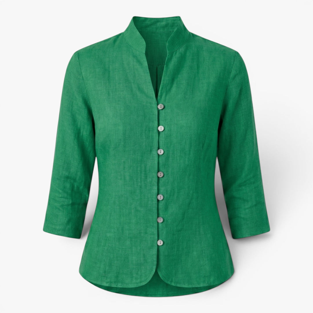 Damen Scharlachrotes Mandarin-Kragen Tailliertes Blusenshirt
