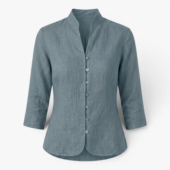 Damen Scharlachrotes Mandarin-Kragen Tailliertes Blusenshirt