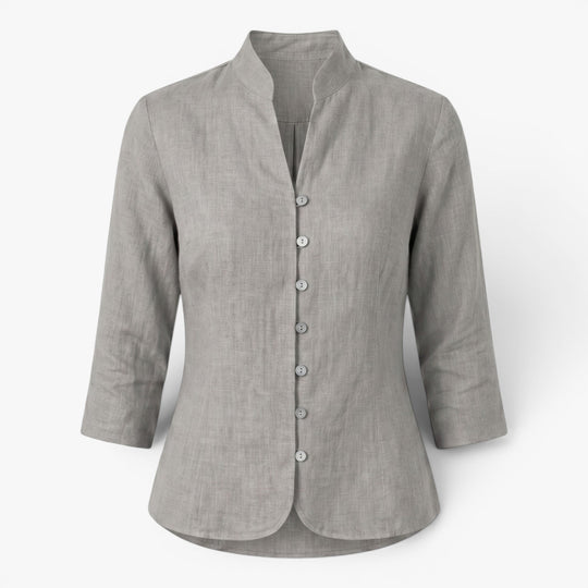 Damen Scharlachrotes Mandarin-Kragen Tailliertes Blusenshirt