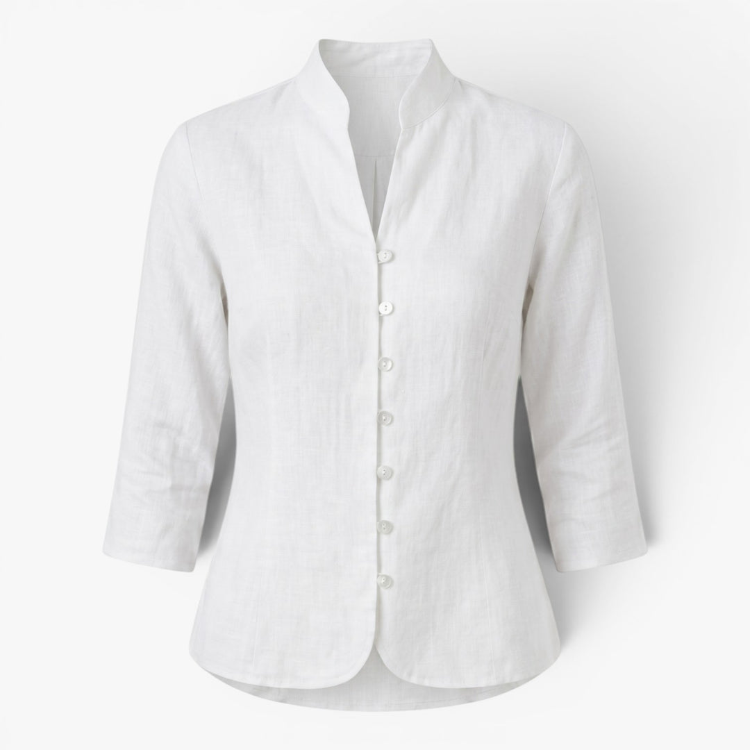 Damen Scharlachrotes Mandarin-Kragen Tailliertes Blusenshirt