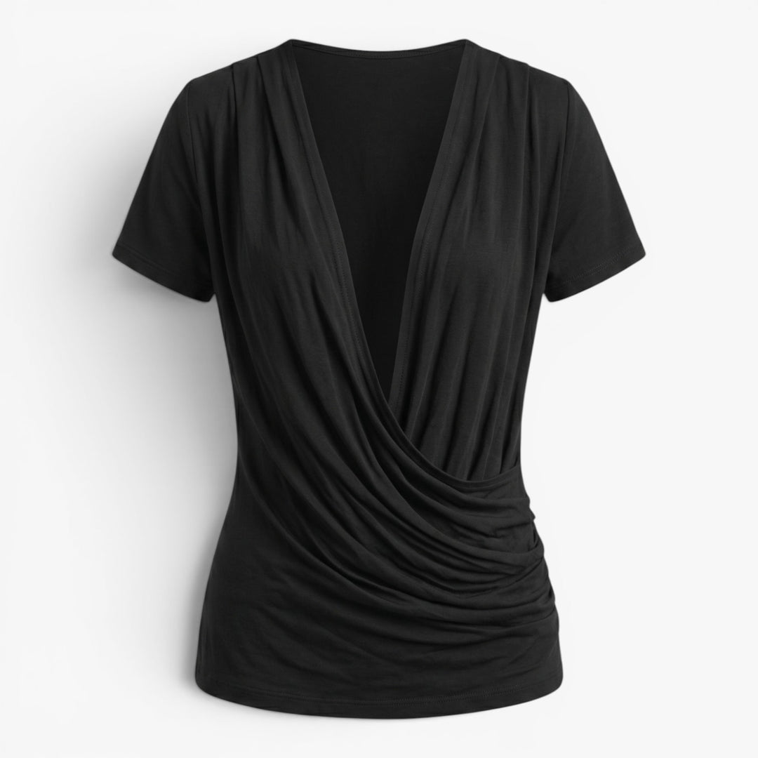 Women's Deep V-Neck Draped Wrap Top