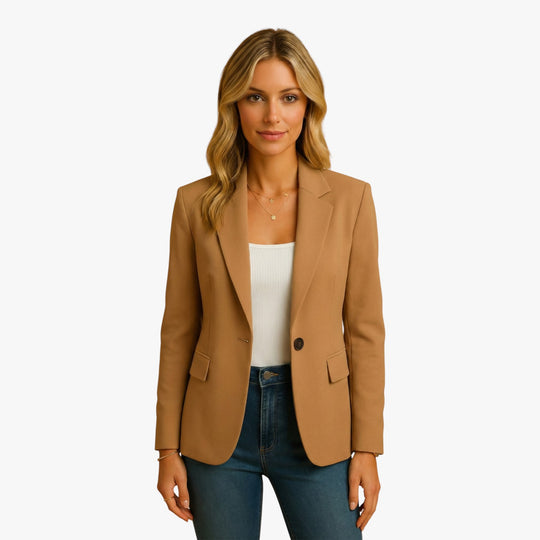 Elegant White Women's Blazer with Single Button