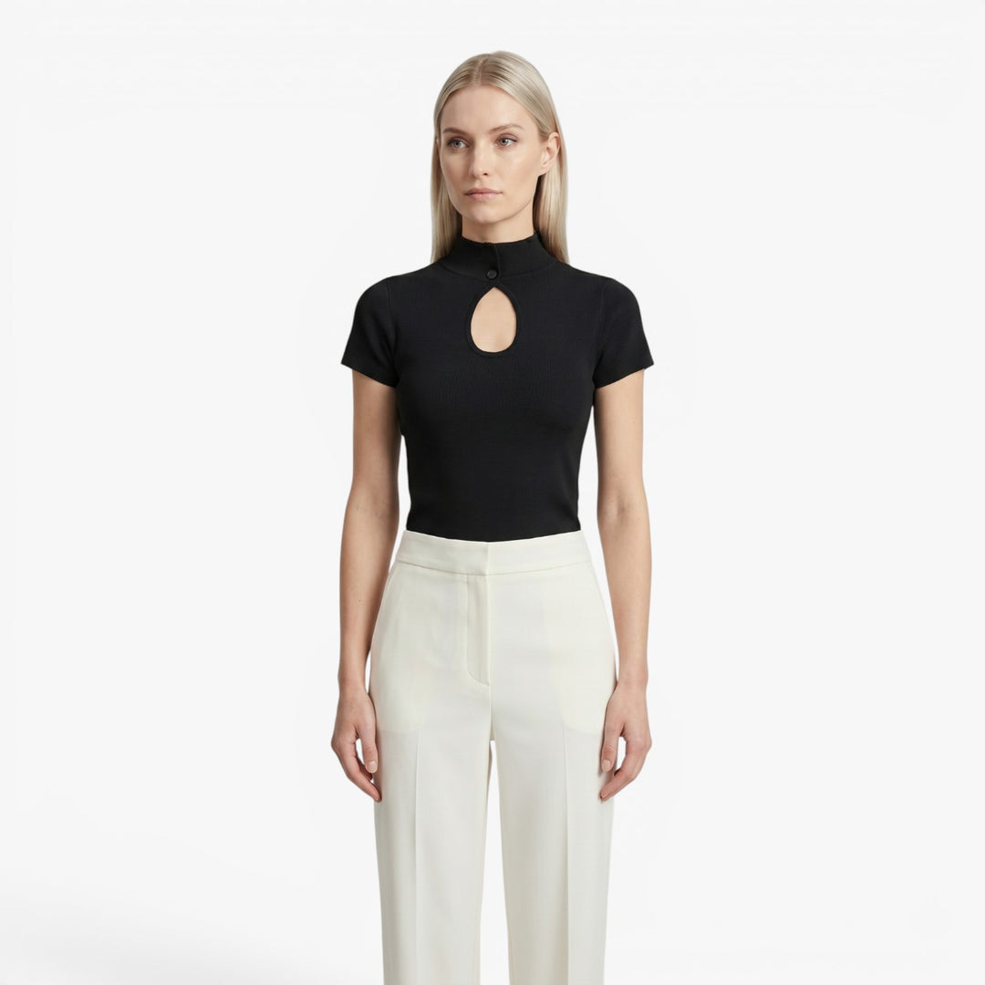 Women's Mock Neck Keyhole Knit Top