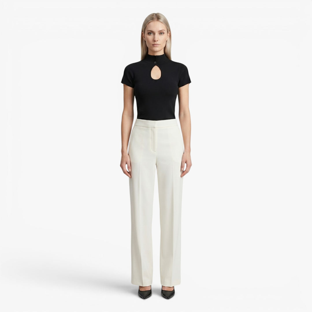 Women's Mock Neck Keyhole Knit Top