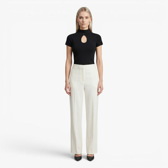 Women's Mock Neck Keyhole Knit Top