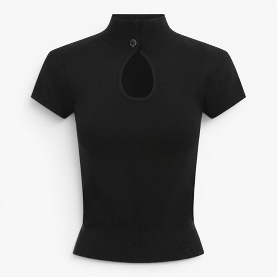 Women's Mock Neck Keyhole Knit Top