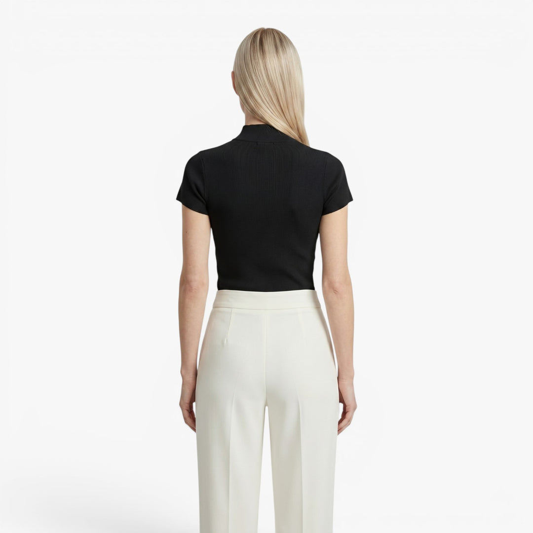 Women's Mock Neck Keyhole Knit Top