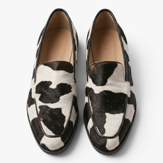 Damen Slipper im Kuhmuster, klassische Penny Loafers
