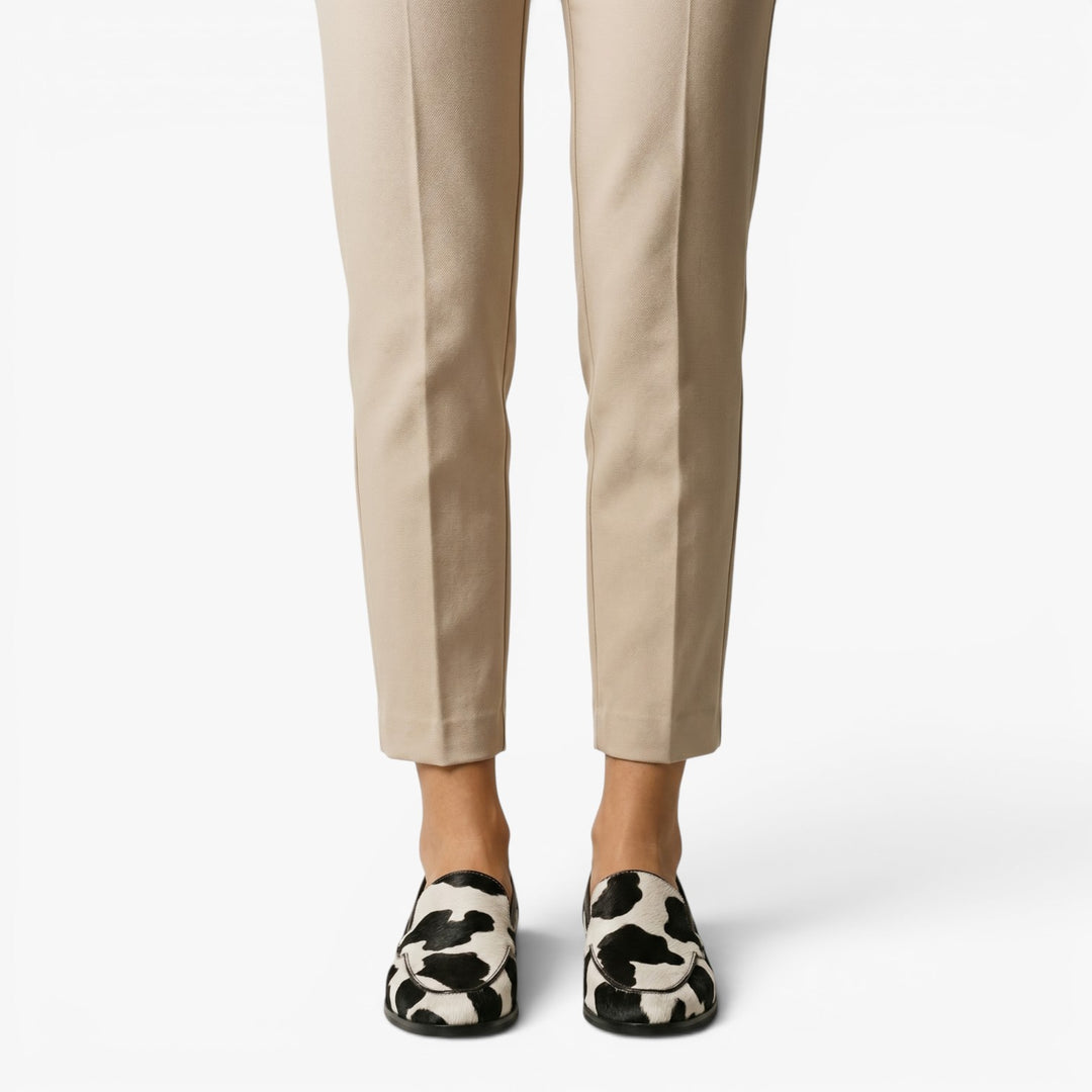 Damen Slipper im Kuhmuster, klassische Penny Loafers