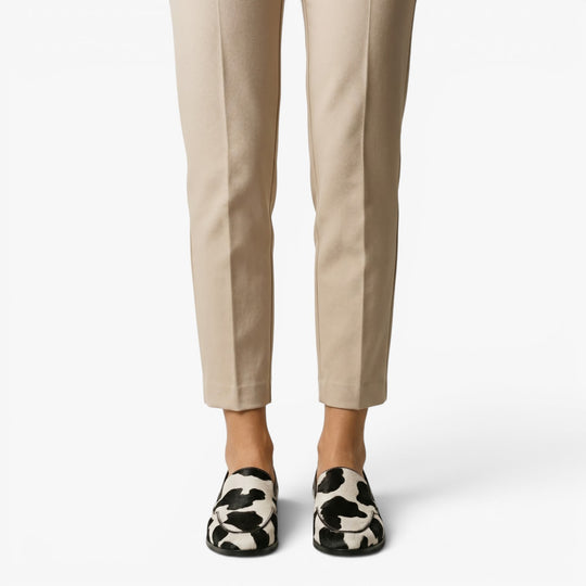 Damen Slipper im Kuhmuster, klassische Penny Loafers