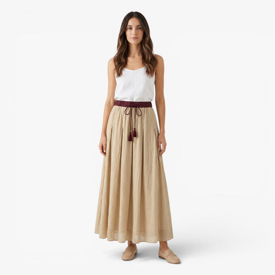 Damen Boho Maxirock mit elastischem Bund