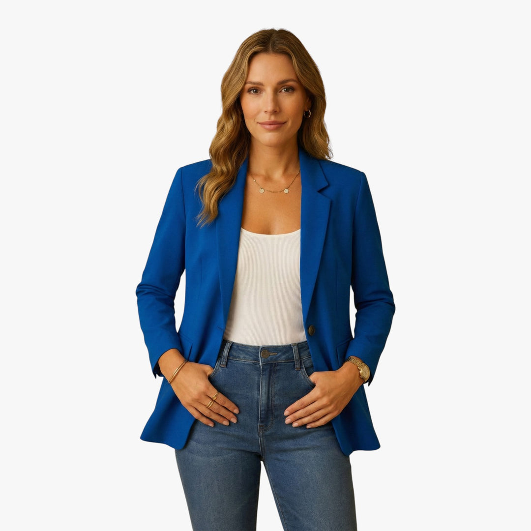 Elegant White Women's Blazer with Single Button